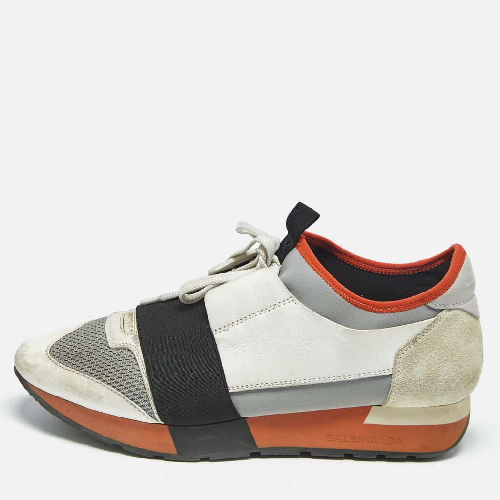 Balenciaga Muulticolor Leather and Knit Fabric Race Runner Low Top Sneakers Size 38 Balenciaga Muulticolor Leather and Knit Fabric Race Runner Low Top Sneakers Size 38