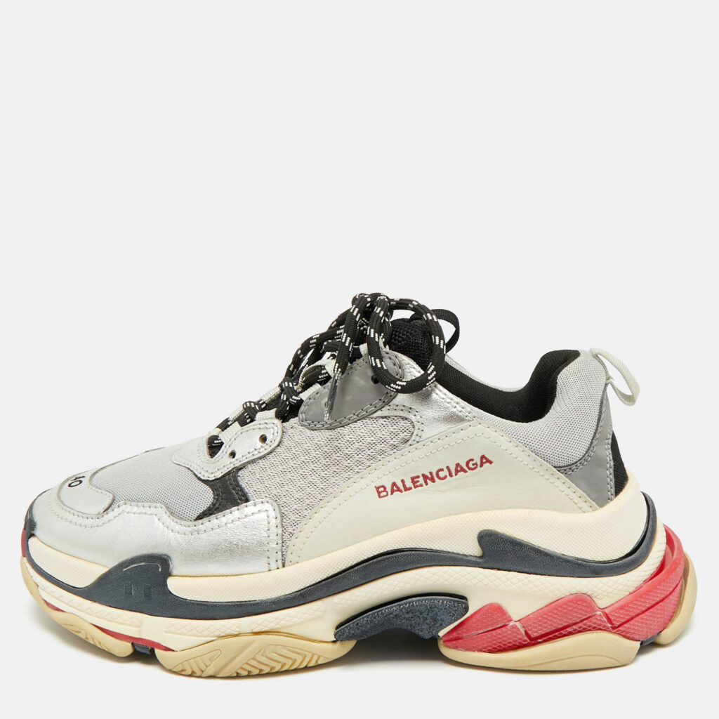 Balenciaga Multicolor Leather and Mesh Triple S Sneakers Size 40