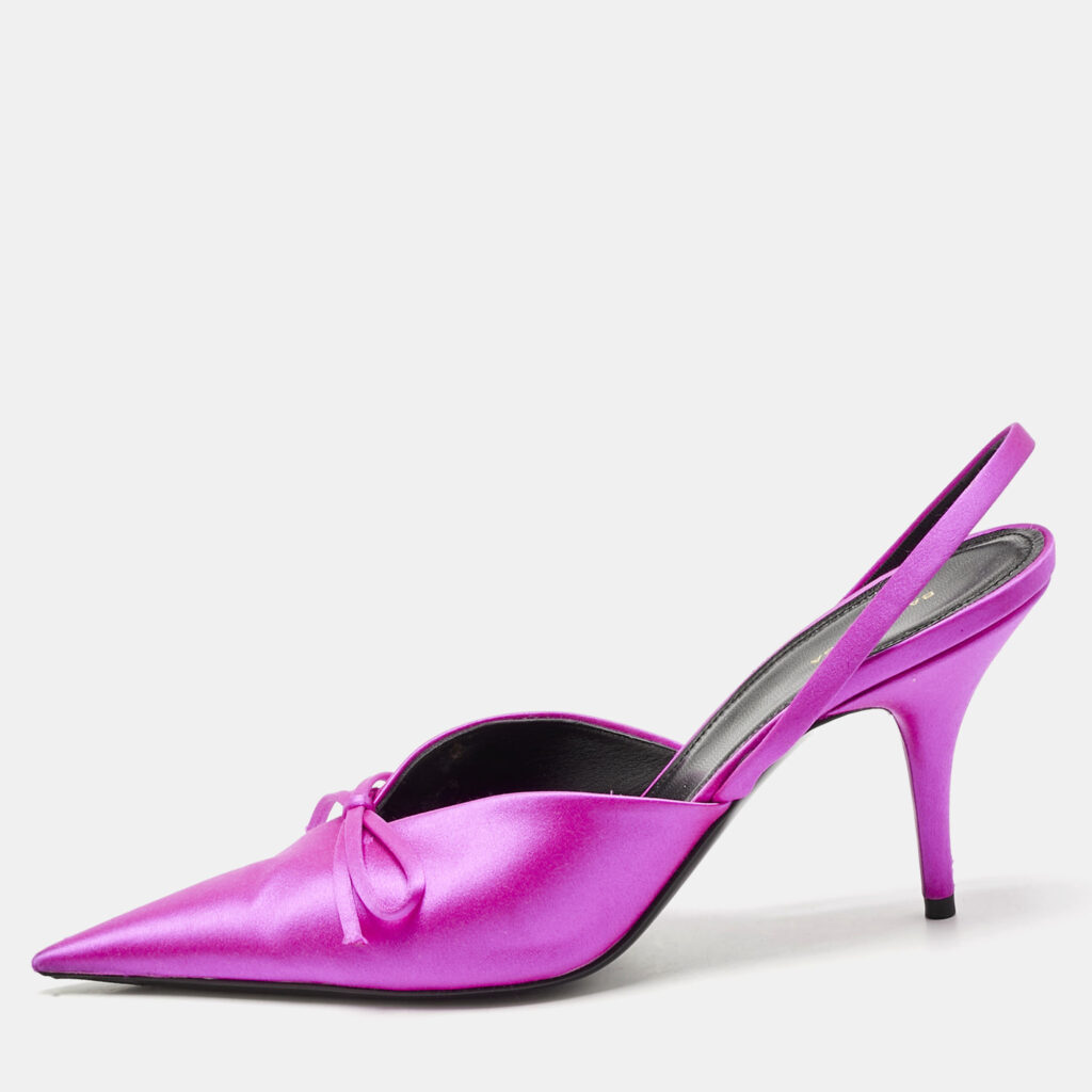 Balenciaga Pink Satin Knife Slingback Pumps Size 38 Balenciaga Pink Satin Knife Slingback Pumps Size 38