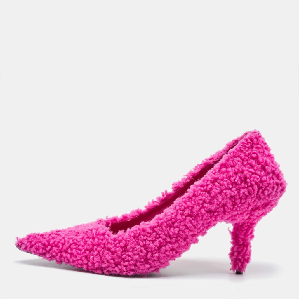 Balenciaga Pink Faux Shearling Knife Pumps Size 38.5 Balenciaga Pink Faux Shearling Knife Pumps Size 38.5