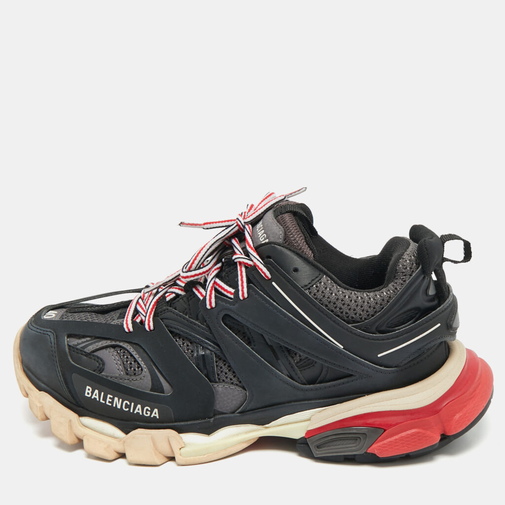 Balenciaga Black/Grey Faux Leather and Mesh Track Sneakers Size 40 Balenciaga Black/Grey Faux Leather and Mesh Track Sneakers Size 40