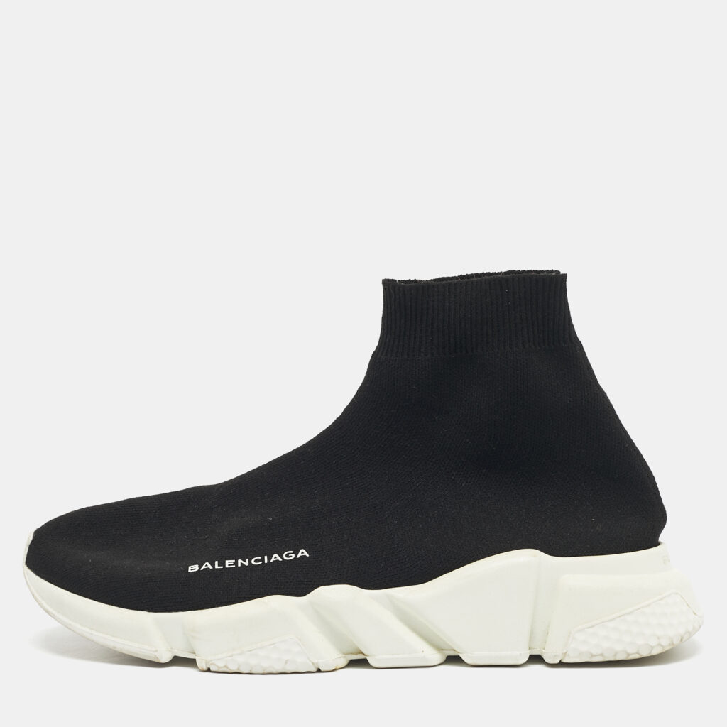 Balenciaga Black Knit Fabric Speed Trainer High Top Sneakers Size 40 Balenciaga Black Knit Fabric Speed Trainer High Top Sneakers Size 40