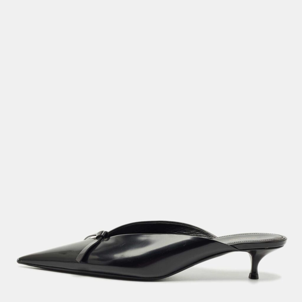 Balenciaga Black Leather Knife Kitten Heel Mules Size 39 Balenciaga Black Leather Knife Kitten Heel Mules Size 39