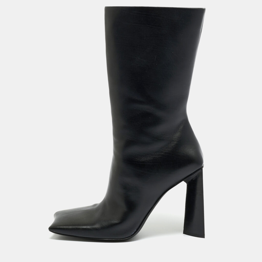 Balenciaga Black Leather Moon Square Toe Ankle Boots Size 39 Balenciaga Black Leather Moon Square Toe Ankle Boots Size 39