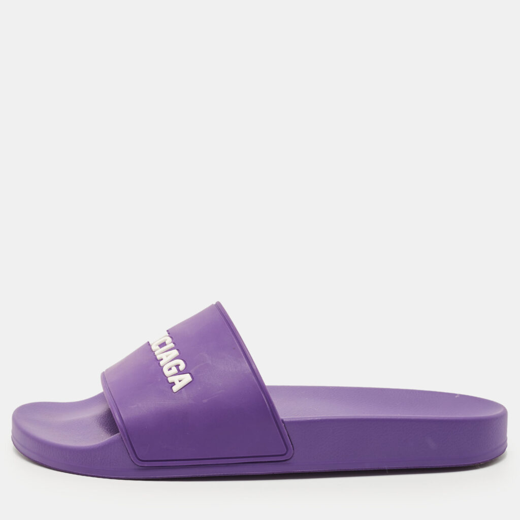 Balenciaga Purple/White Rubber Logo Pool Slides Size 42 Balenciaga Purple/White Rubber Logo Pool Slides Size 42