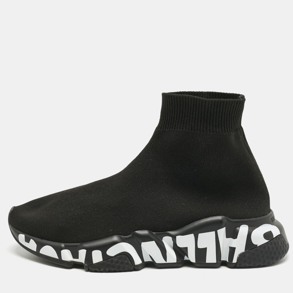 Balenciaga Black Stretch Fabric Speed High Top Sneakers Size 35 Balenciaga Black Stretch Fabric Speed High Top Sneakers Size 35