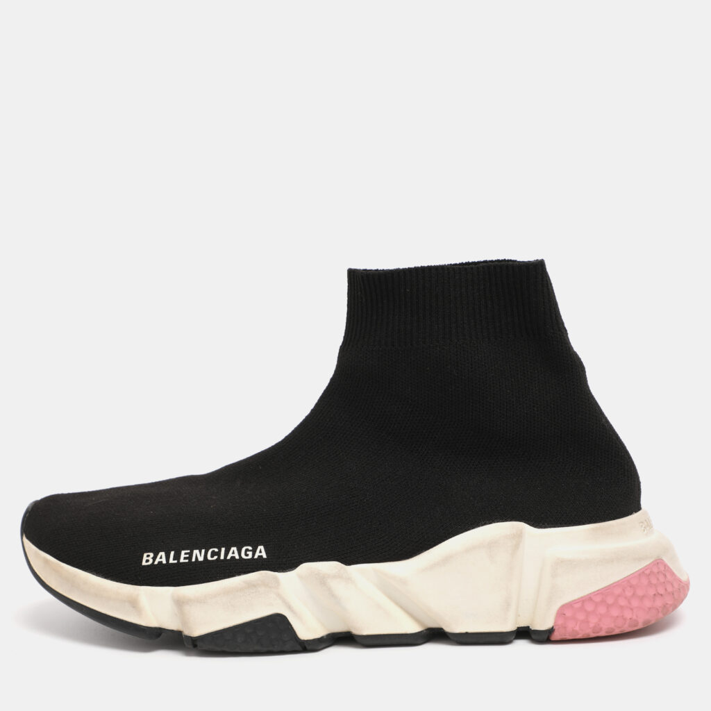 Balenciaga Black Knit Fabric Speed Trainer High Top Sneakers Size 38 Balenciaga Black Knit Fabric Speed Trainer High Top Sneakers Size 38
