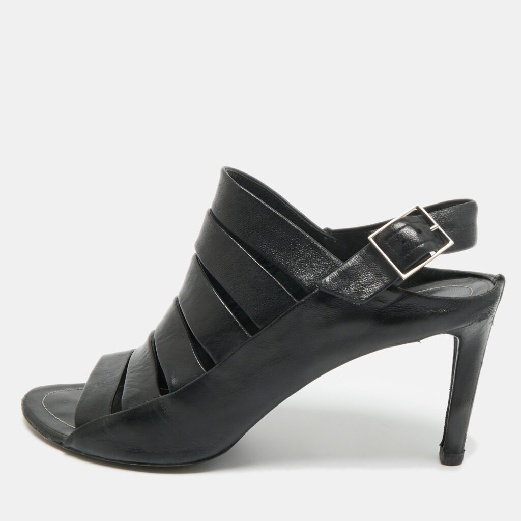 Balenciaga Black Leather Slingback Sandals Size 39
