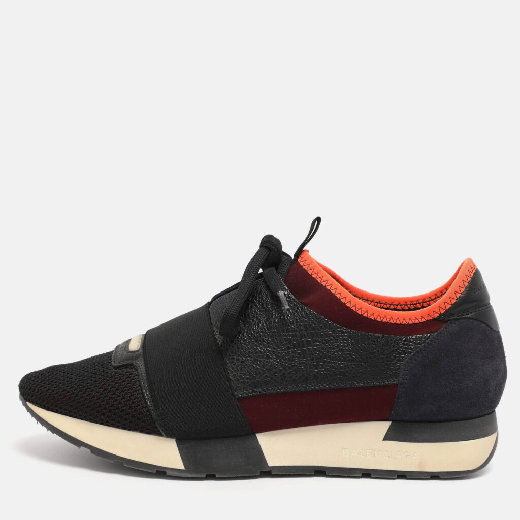 luxury-women-balenciaga-used-shoes-p1225070-010-1.jpg Balenciaga Multicolor Leather And Mesh Race Runner Low Top Sneakers Size 39