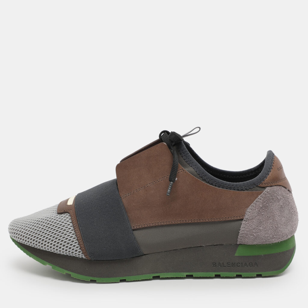 Balenciaga Multicolor Leather Mesh and Suede Race Runner Low Top Sneakers Size 40 Balenciaga Multicolor Leather Mesh and Suede Race Runner Low Top Sneakers Size 40