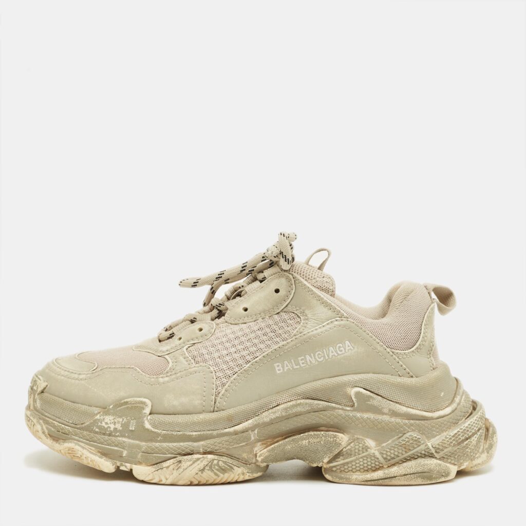Balenciaga Grey Leather and Mesh Triple S Lace Up Sneakers Size 39 Balenciaga Grey Leather and Mesh Triple S Lace Up Sneakers Size 39