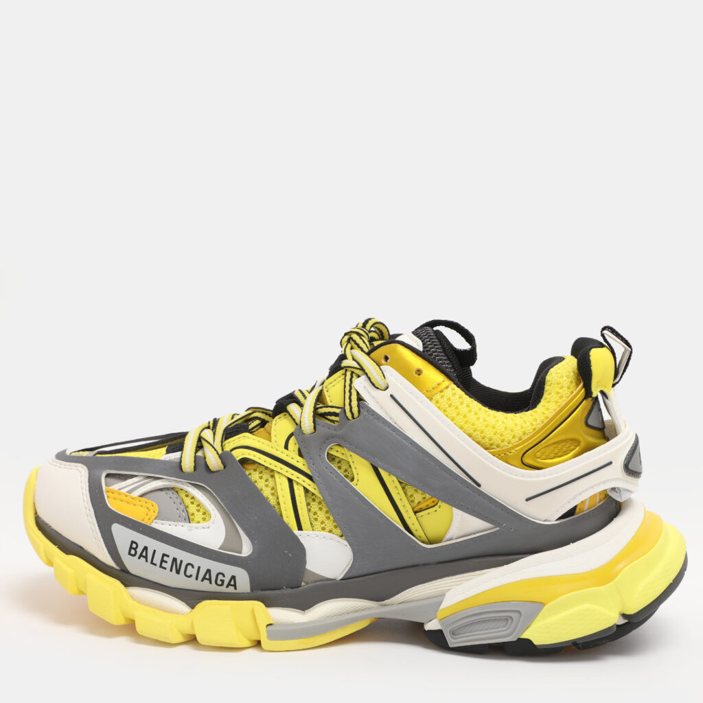 Balenciaga Yellow Mesh and Faux Leather Track Sneakers Size 37 Balenciaga Yellow Mesh and Faux Leather Track Sneakers Size 37