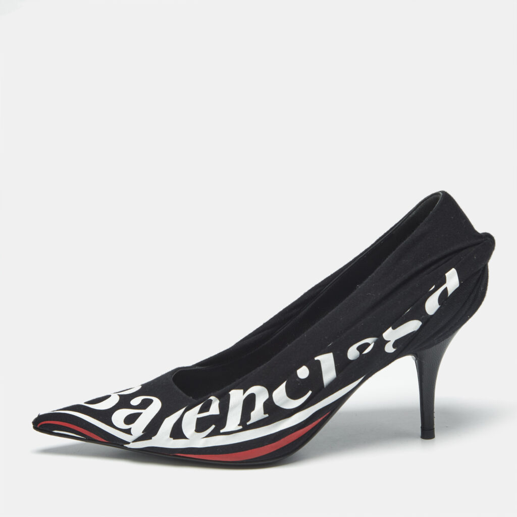 Balenciaga Black Fabric Knife Pointed Toe Pumps Size 35.5