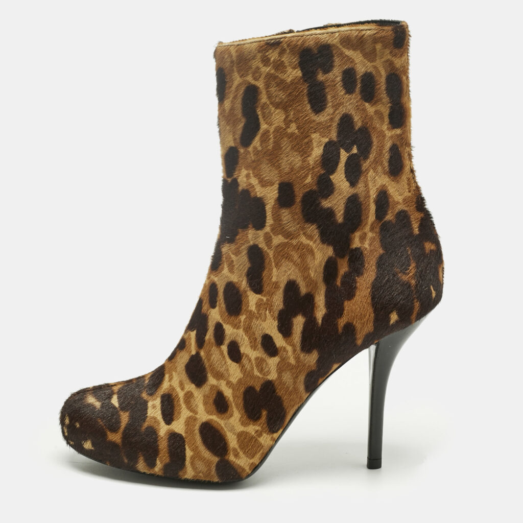 Balenciaga Brown Leopard Print Calf Hair Ankle Boots Size 37 Balenciaga Brown Leopard Print Calf Hair Ankle Boots Size 37