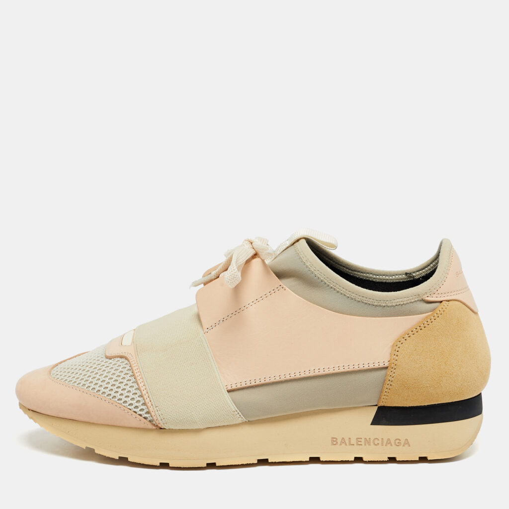 Balenciaga Multicolor Fabric and Leather Race Runner Low Top Sneakers Size 38 Balenciaga Multicolor Fabric and Leather Race Runner Low Top Sneakers Size 38