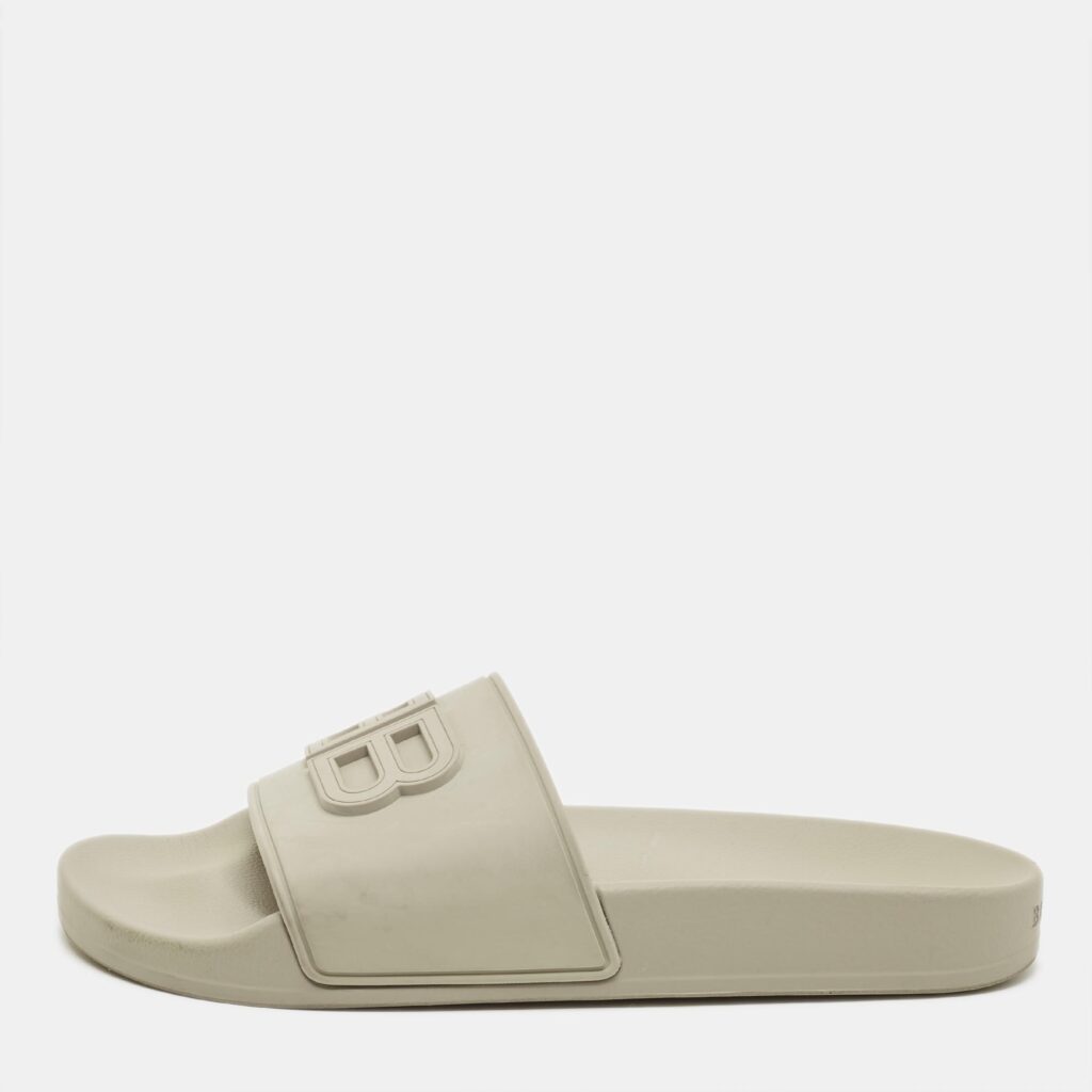 Balenciaga BB Logo Size 37 Grey Rubber Pool Slide