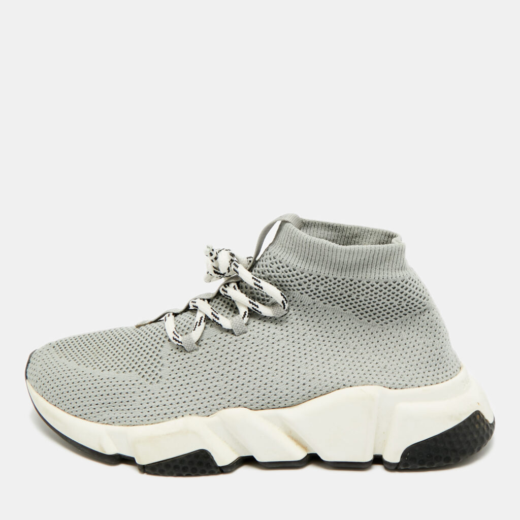 Balenciaga Speed Trainer Size 38 Grey Knit Fabric High Top Sneakers Balenciaga Speed Trainer Size 38 Grey Knit Fabric High Top Sneakers
