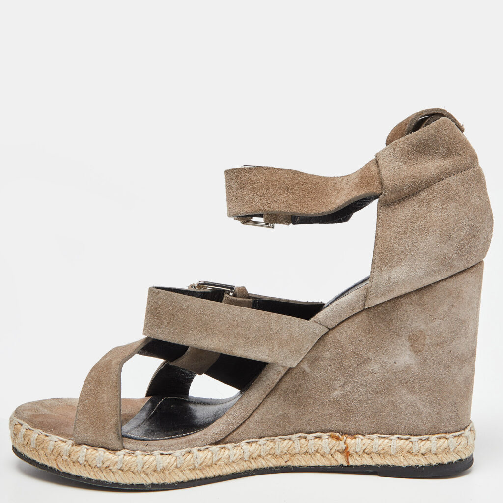 Balenciaga Grey Suede Strappy Wedge Sandals Size 39 Balenciaga Grey Suede Strappy Wedge Sandals Size 39