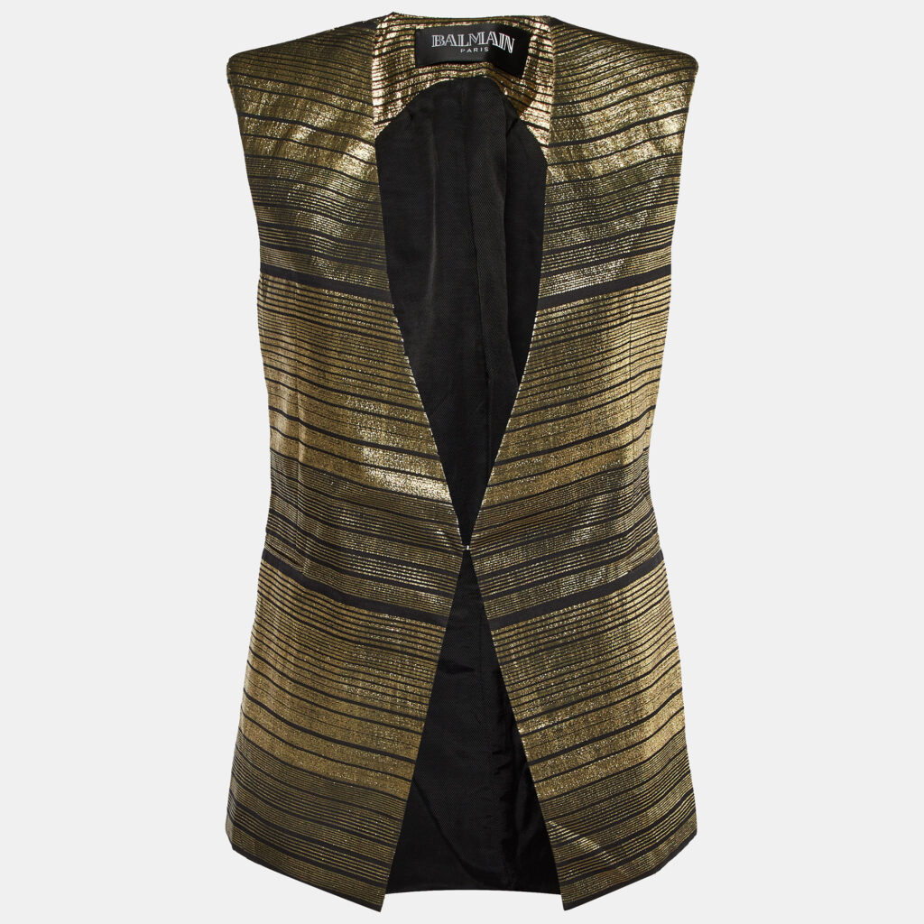 Balmain Gold Lurex and Silk Long Vest M Balmain Gold Lurex and Silk Long Vest M