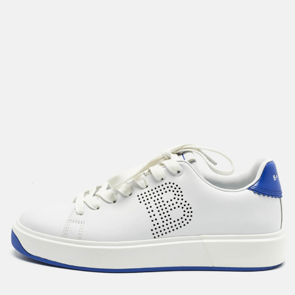 luxury-women-balmain-new-shoes-p1231671-010.jpg Balmain White/Blue Leather Lace Up Trainer Sneakers Size 37