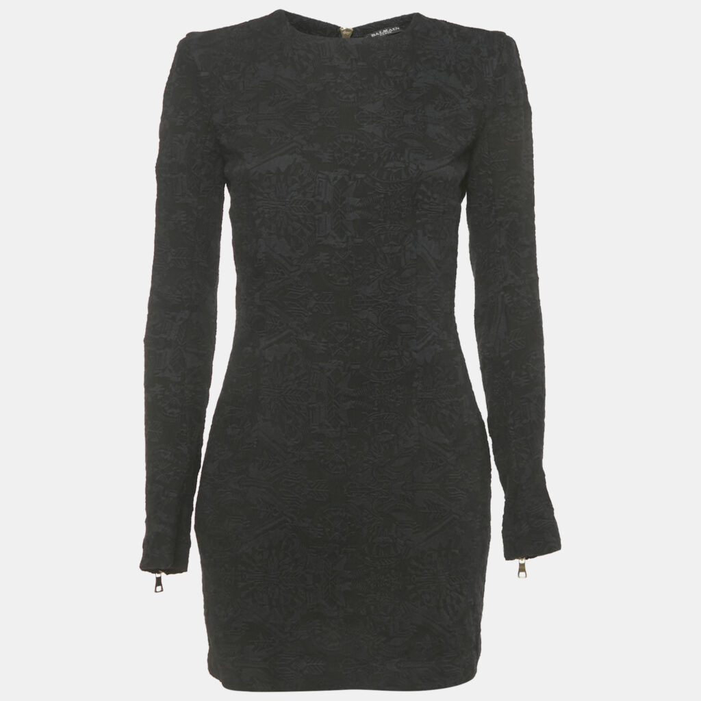 Balmain Black Jacquard Mini Dress M Balmain Black Jacquard Mini Dress M