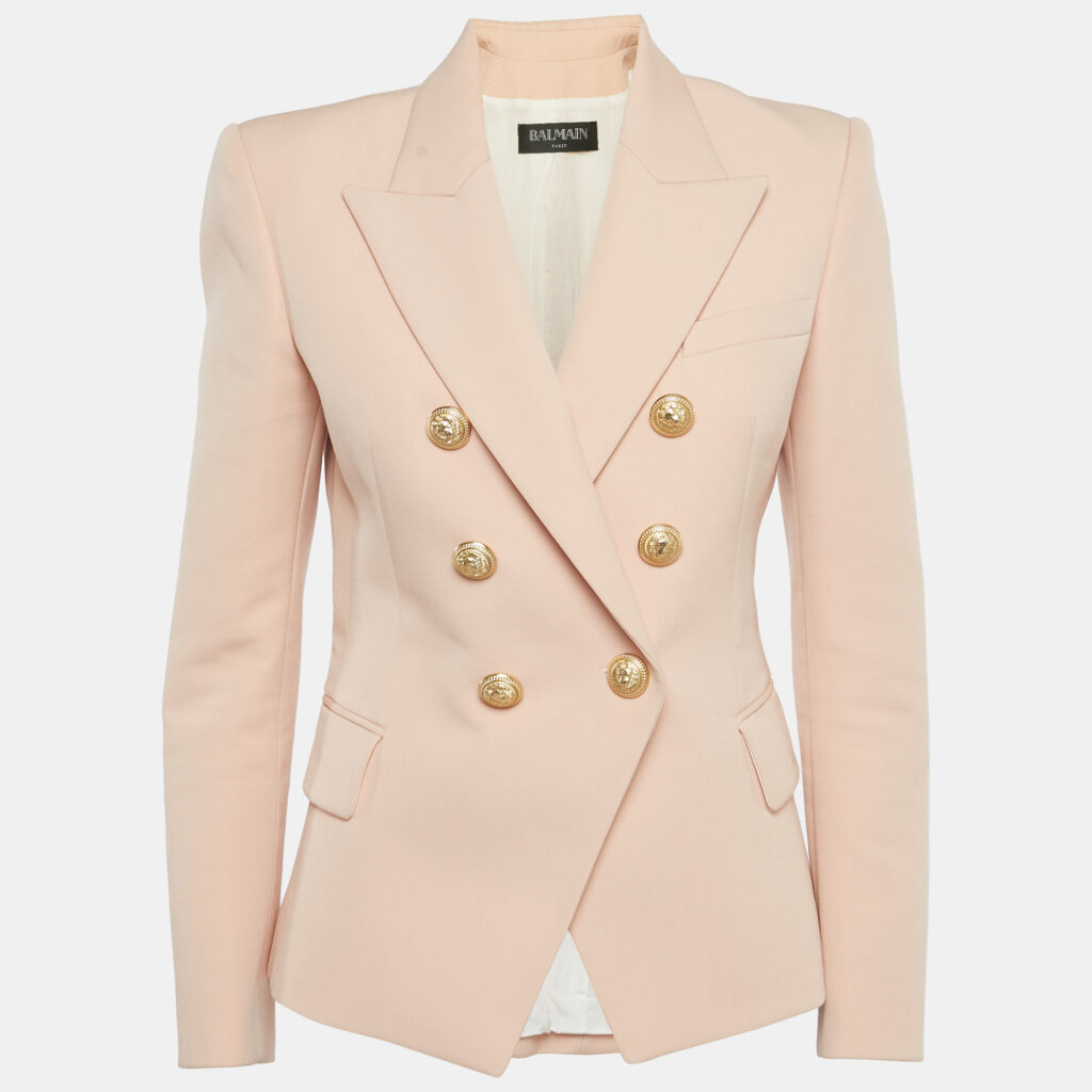 Balmain Light Pink Wool Double Breasted Blazer M Balmain Light Pink Wool Double Breasted Blazer M