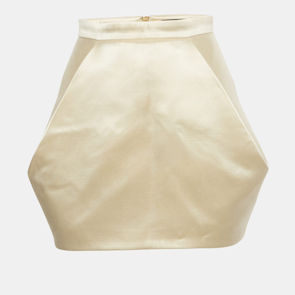 Balmain Cream Satin Mini Skirt M Balmain Cream Satin Mini Skirt M