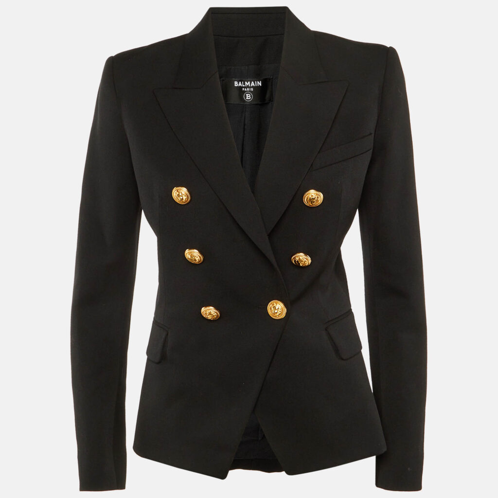 Balmain Black Wool Double Breasted Blazer M Balmain Black Wool Double Breasted Blazer M