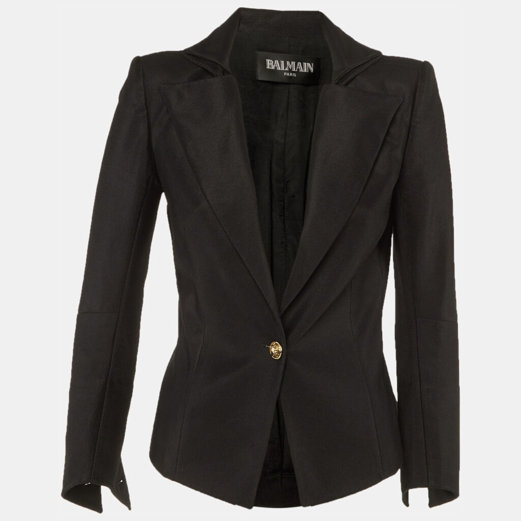 Balmain Black Crepe Single Breasted Blazer M Balmain Black Crepe Single Breasted Blazer M