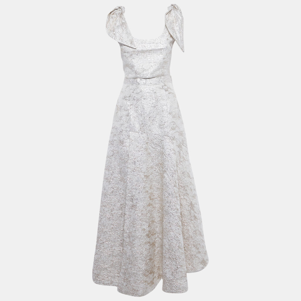 Bambah White Jacquard Camelia Top & Skirt Set S