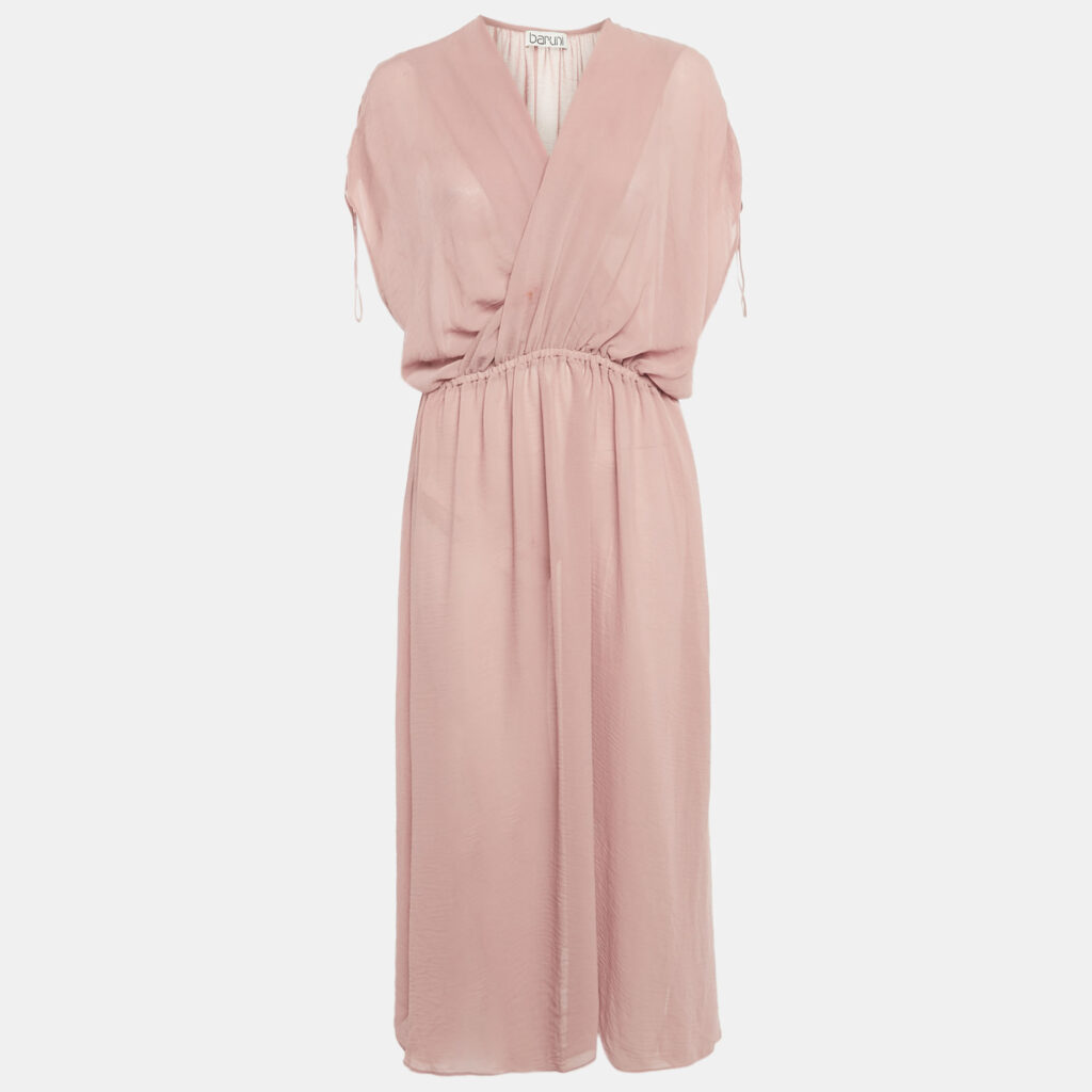 Baruni Mauve Sheer Crepe Maxi Dress XL Baruni Mauve Sheer Crepe Maxi Dress XL