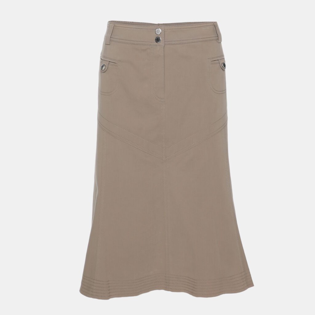 Weekend by Basler Khaki Stretch Cotton Midi Skirt XXL Weekend by Basler Khaki Stretch Cotton Midi Skirt XXL