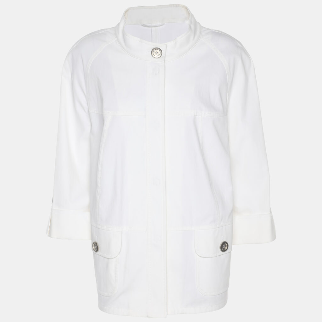 Weekend Basler White Stretch Cotton Bell Sleeve Blazer XL