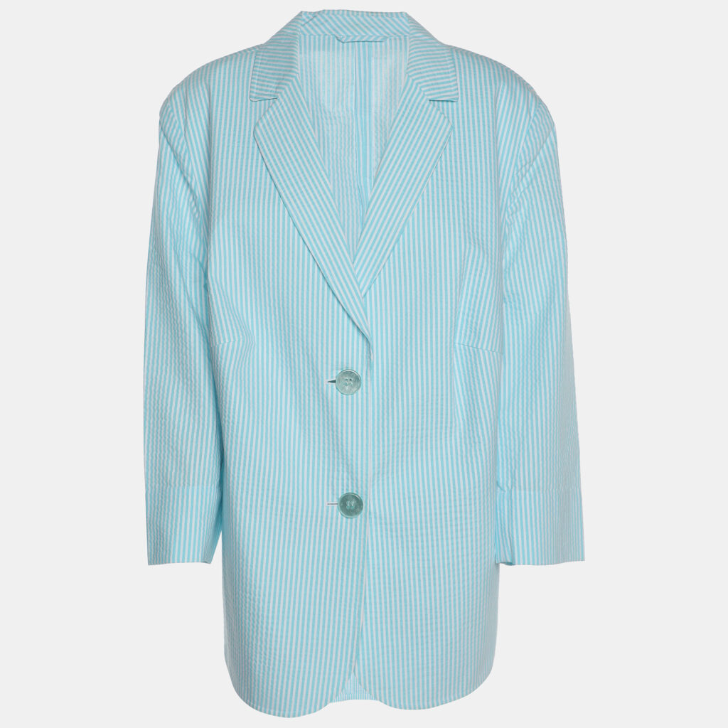 Basler Light Blue Stripe Cotton Blend Single Breasted Blazer XXL Basler Light Blue Stripe Cotton Blend Single Breasted Blazer XXL