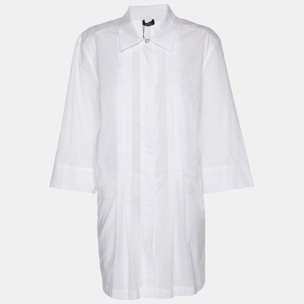 Basler White Cotton Front Zip Short Sleeve Shirt XL Basler White Cotton Front Zip Short Sleeve Shirt XL