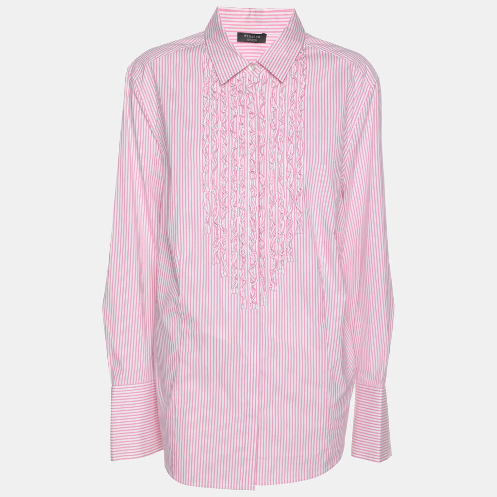 Weekend by Basler Pink/White Striped Cotton Shirt XL