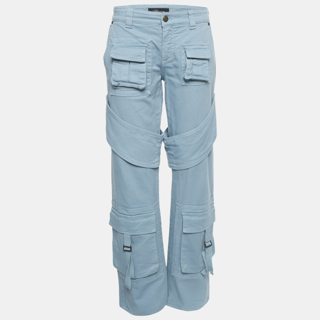 Blumarine Light Blue Denim Cargo Jeans M Waist 29"
