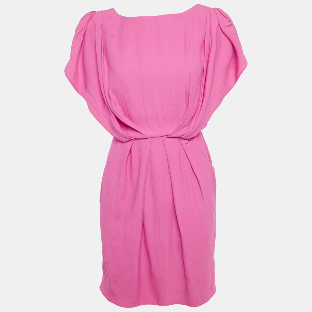 Blumarine Pink Crepe Sleeveless Bateau Mini Dress S