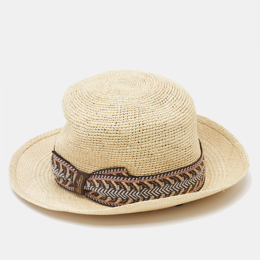 Borsalino Brown Straw Semi Crochet Panama Hat Borsalino Brown Straw Semi Crochet Panama Hat