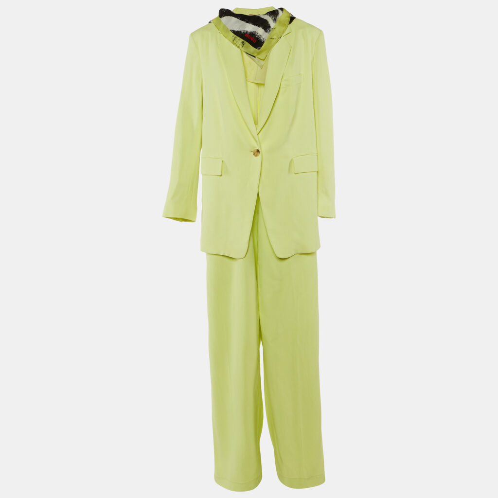 Boss by Hugo Boss Lime Yellow Crepe Jilllam/Tillla Suit Set L Boss by Hugo Boss Lime Yellow Crepe Jilllam/Tillla Suit Set L