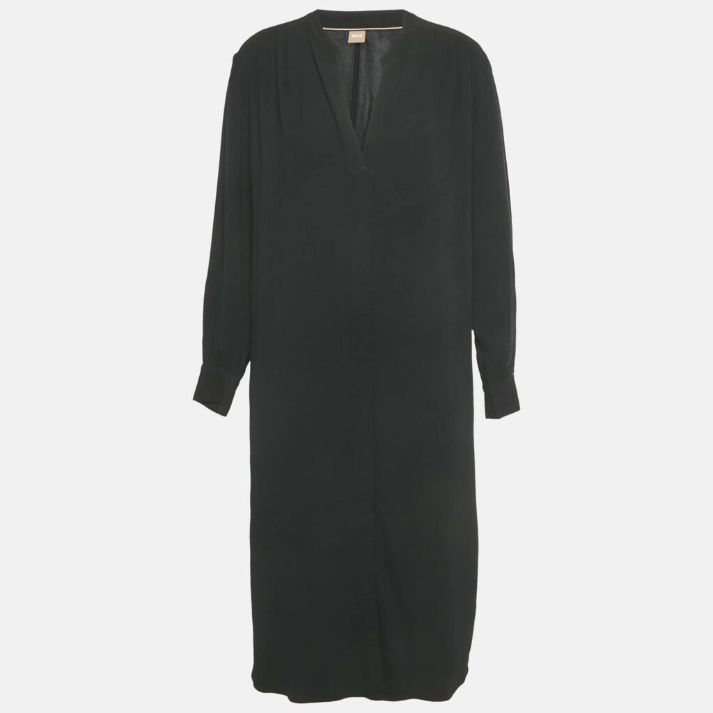 Boss By Hugo Boss Black Crepe Short Dress L Boss By Hugo Boss Black Crepe Short Dress L