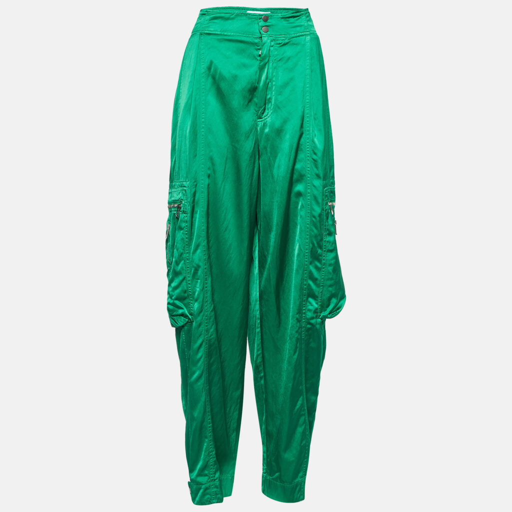 Bottega Veneta Green Fluid Satin Cargo Pants L Bottega Veneta Green Fluid Satin Cargo Pants L