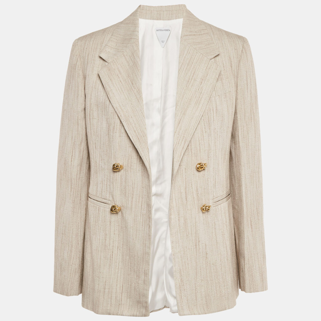 luxury-women-bottega-veneta-new-clothes-p1251336-001.jpg Bottega Veneta Beige Viscose Knot Double Breasted Blazer S
