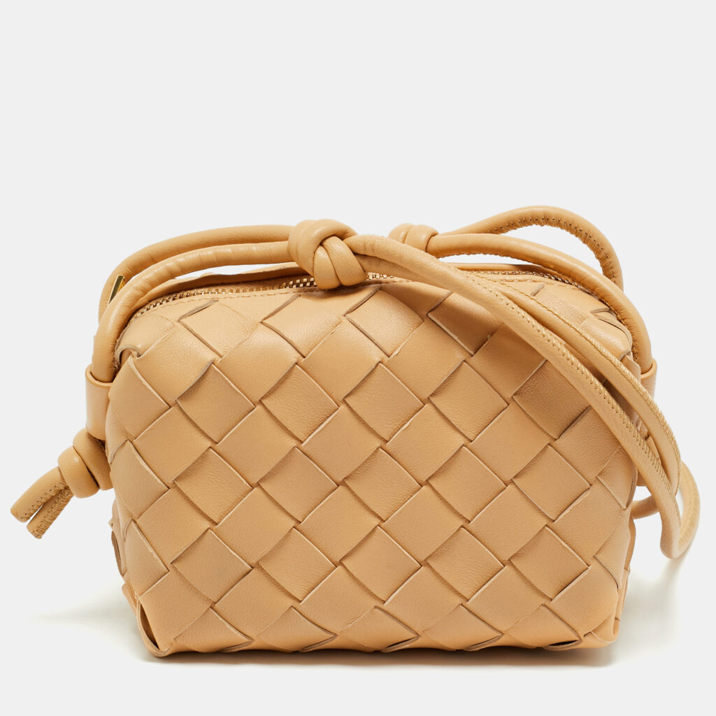 Bottega Veneta Almond Intrecciato Leather Candy Loop Crossbody Bag Bottega Veneta Almond Intrecciato Leather Candy Loop Crossbody Bag