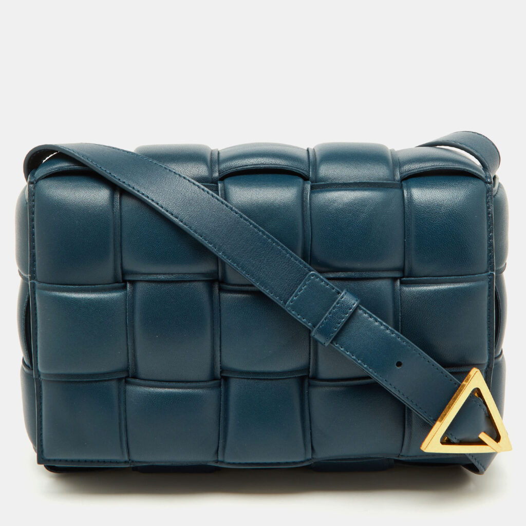 Bottega Veneta Teal Blue Leather Cassette Padded Shoulder Bag Bottega Veneta Teal Blue Leather Cassette Padded Shoulder Bag