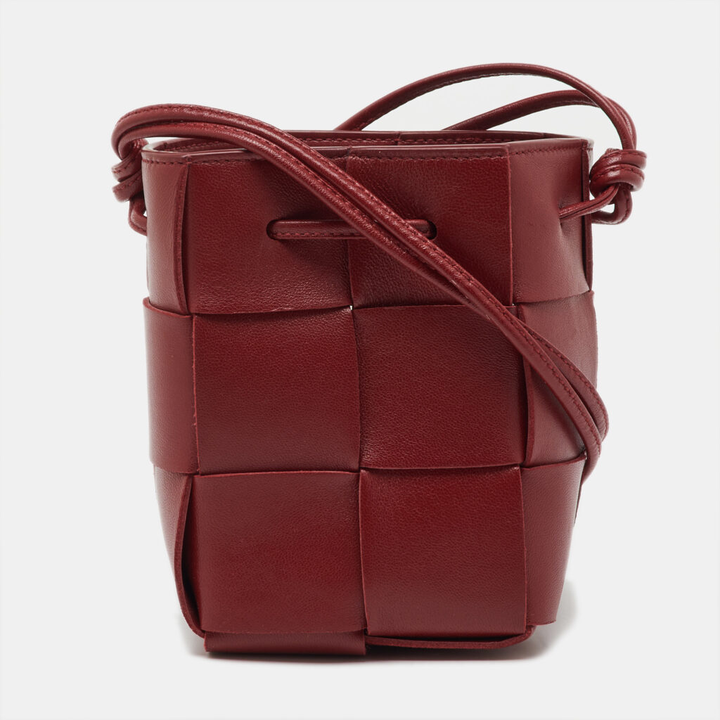 Bottega Veneta Red Intreccio Leather Mini Cassette Bucket Bag Bottega Veneta Red Intreccio Leather Mini Cassette Bucket Bag