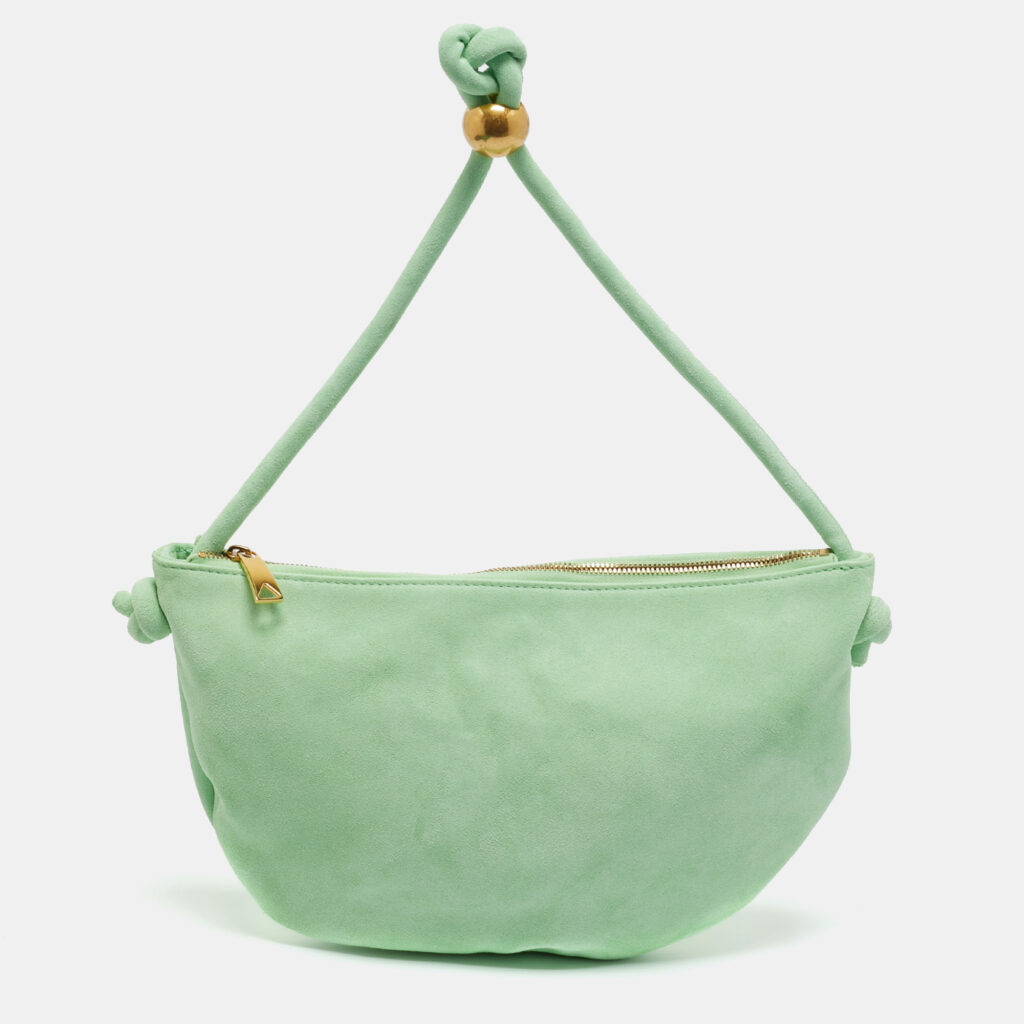 Bottega Veneta Green Suede Small Turn Pouch Bottega Veneta Green Suede Small Turn Pouch