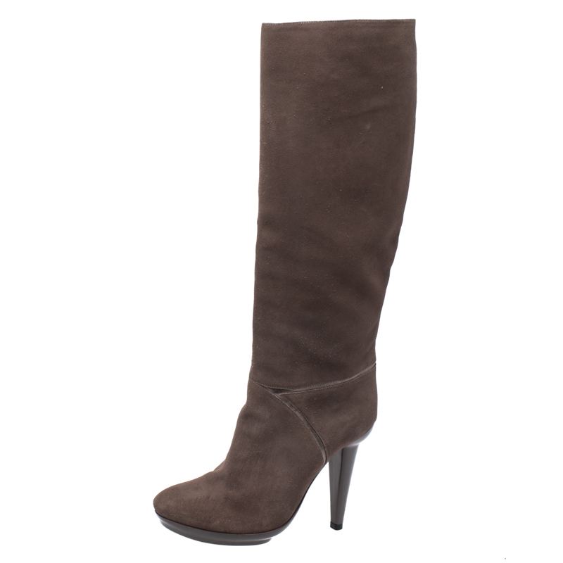 Bottega Veneta Grey Suede Mid Calf Boots Size 38.5 Bottega Veneta Grey Suede Mid Calf Boots Size 38.5