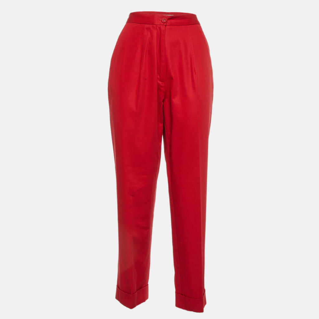 Bottega Veneta Red Cotton Pleated Pants M Bottega Veneta Red Cotton Pleated Pants M