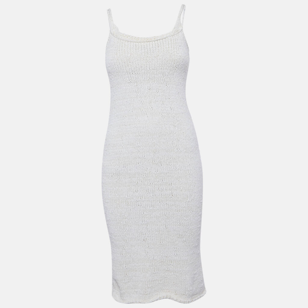 Bottega Veneta Cream Textured Knit Bralette & Midi Dress XS